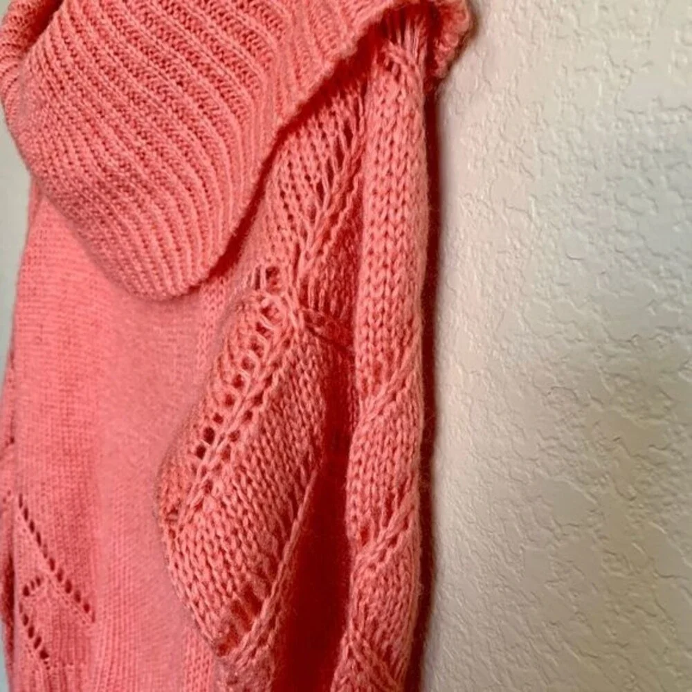 LC Lauren Conrad coral sweater women  Long sleeve cowl neck knit sweater size S